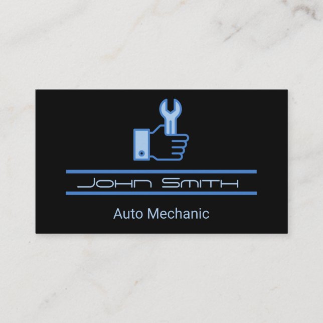Wrench in Hand | Carbon Fiber Pattern  Business Card (Front)