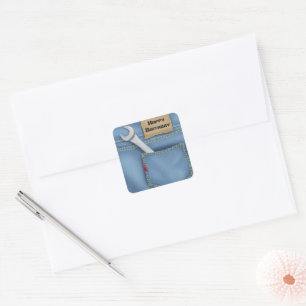 Wrench in Jean Pocket For Birthday Square Sticker