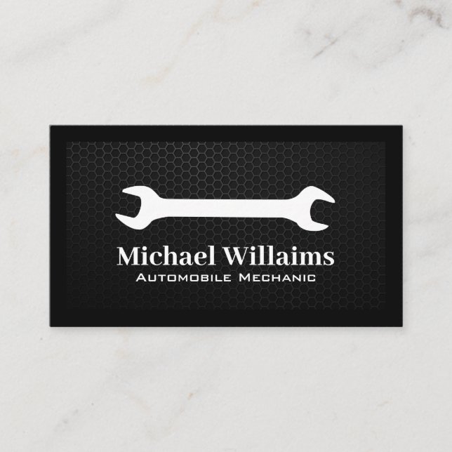 Wrench Logo | Carbon Fiber Background Business Card (Front)