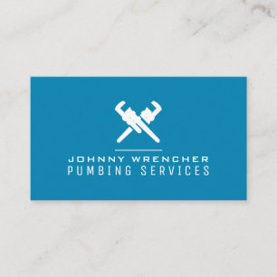 Wrench logo minimalist blue business card