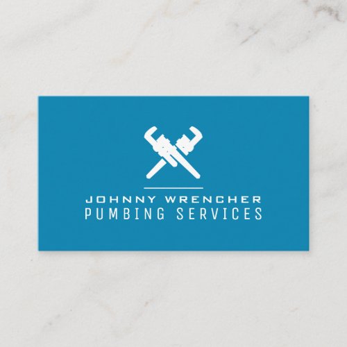Wrench logo minimalist blue  business card
