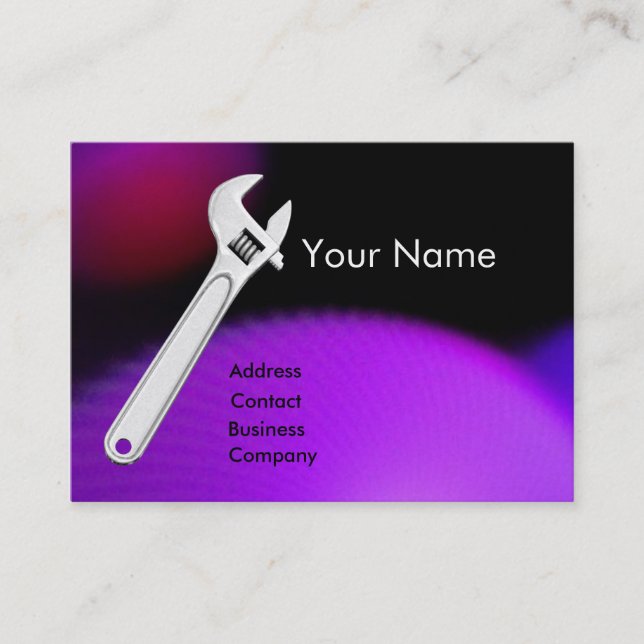WRENCH METAL MECHANICS,PLUMBERS Monogram Pearl Business Card (Front)