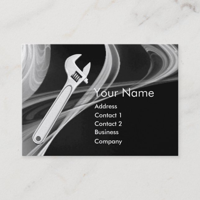WRENCH METAL MECHANICS,PLUMBERS  Platinum Metallic Business Card (Front)