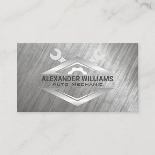 Wrench Metallic Background Mechanic Business Card