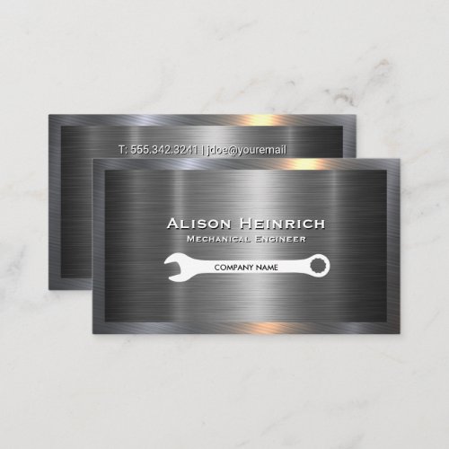 Wrench  Metallic Industrial Background Business Card
