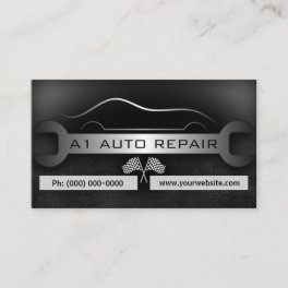 Wrench Mobile Mechanic Auto Repair Black Standard Business Card