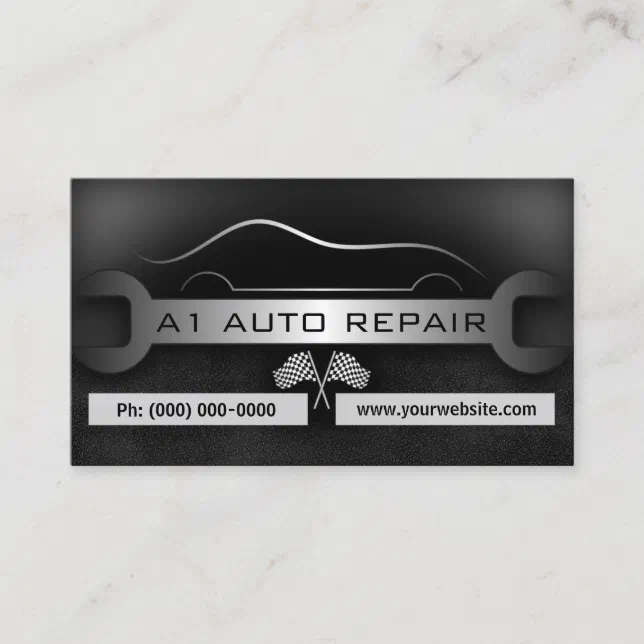 Wrench Mobile Mechanic Auto Repair Black Standard Business Card Zazzle