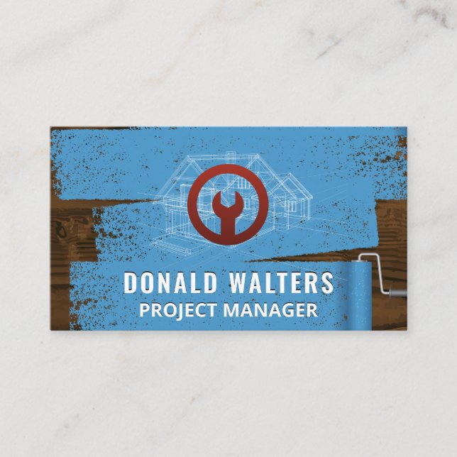 Wrench | Painted Wooden Boards | Blueprints Business Card (Front)
