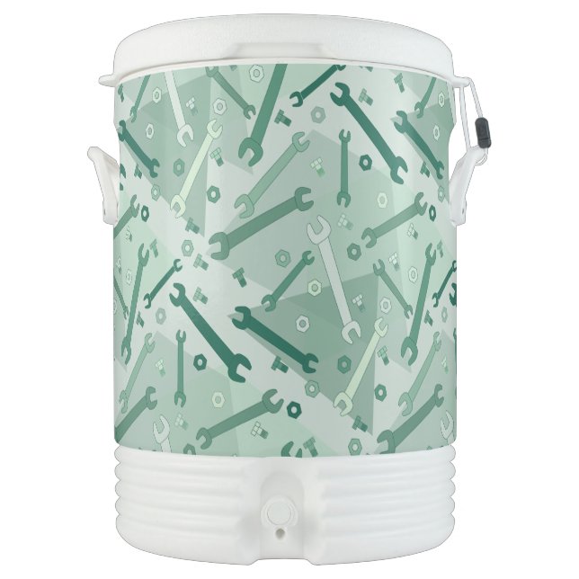 Wrench Pattern Green Beverage Cooler (Front)