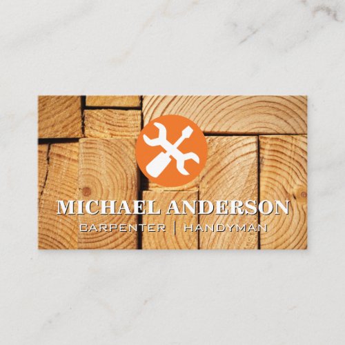 Wrench Screw Driver Logo  Wood Cut Business Card
