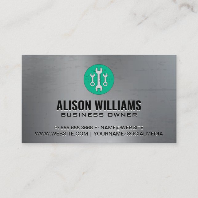 wrench tools | aluminum metallic business card (Front)
