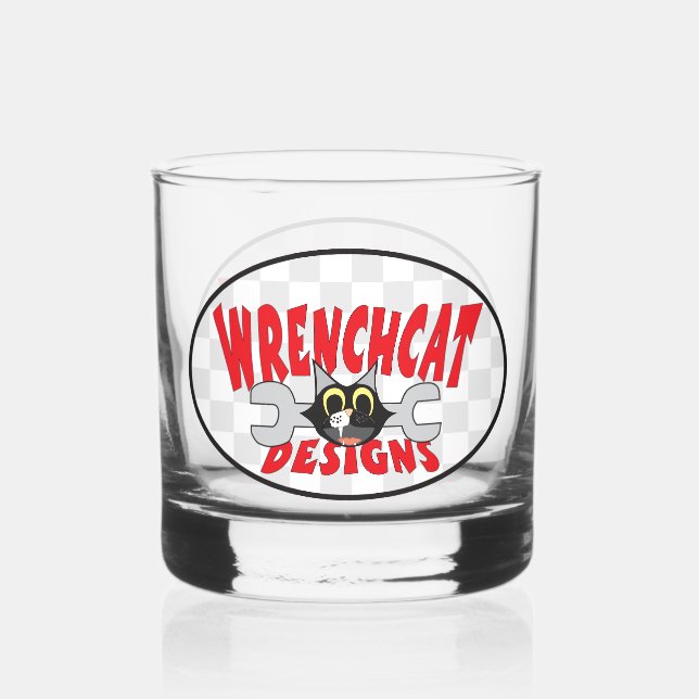 Wrenchcat Designs Logo Whiskey Glass (Front)