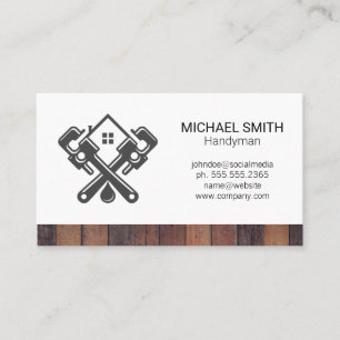 Wrenches Construction Carpenter Logo Business Card