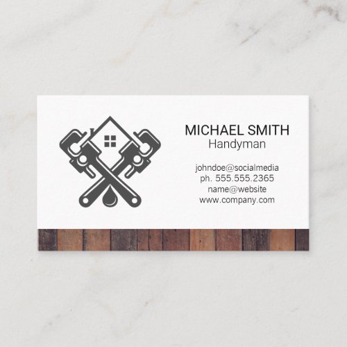 Wrenches  Construction Carpenter Logo Business Card