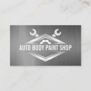 Wrenches Gear Metallic Background Business Card