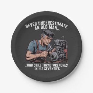 Wrenches in Their Seventies Funny Mechanic Quote Paper Plates