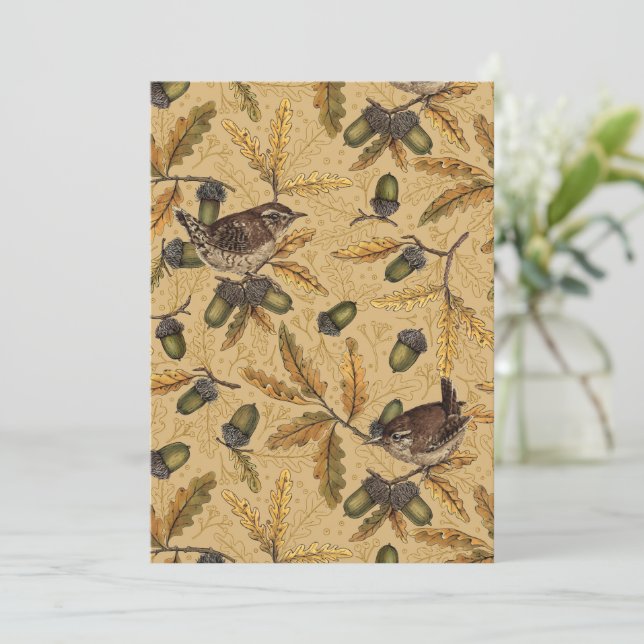 Wrens and acorns on honey (Standing Front)