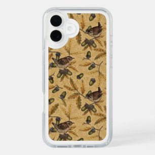 Wrens and acorns on honey iPhone 16 plus case