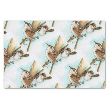 Wrens And Cat-tail Tissue Paper by glorykmurphy at Zazzle