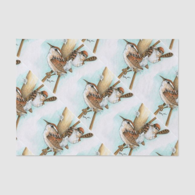 wrens and cat-tail tissue paper (Front)