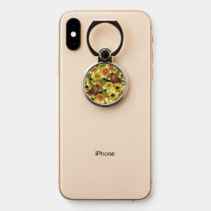 Wrens and flowers on pale yellow phone ring stand
