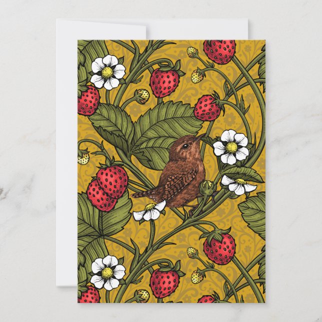 Wrens and strawberries on mustrard (Front)
