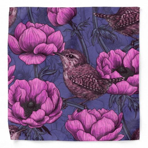 Wrens in the anemone garden bandana