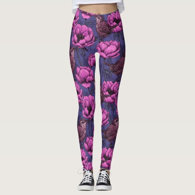 Wrens in the anemone garden leggings (Front)