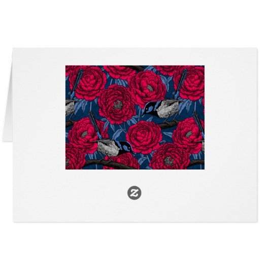 Wrens in the peonies (Back Horizontal)