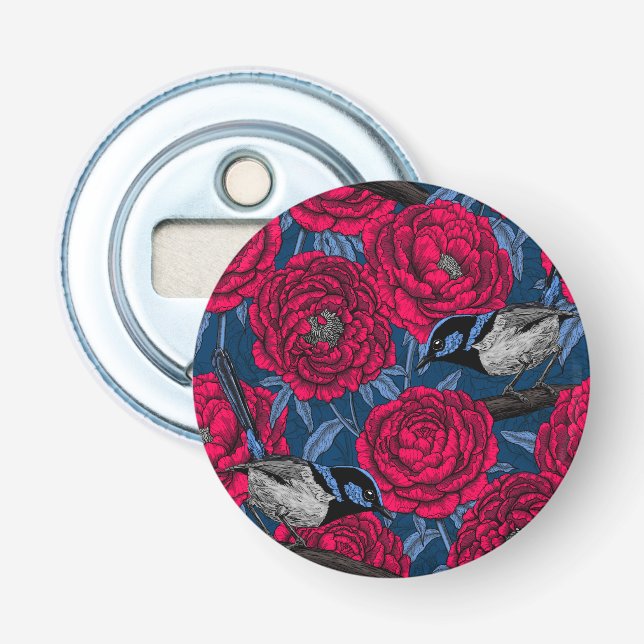 Wrens in the peonies bottle opener (Front)