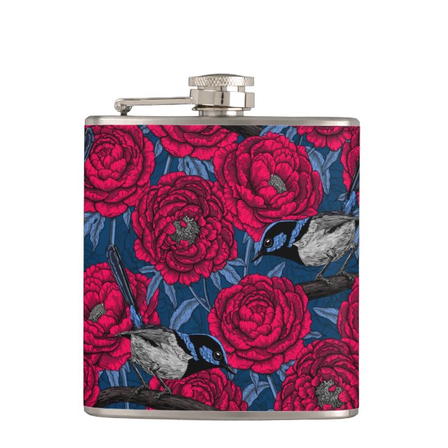 Wrens in the peonies flask (Front)