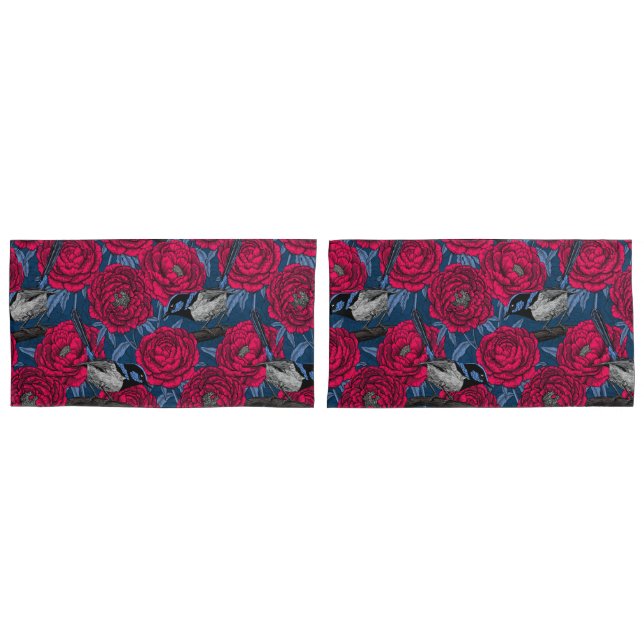 Wrens in the peonies pillow case (Front-Set)