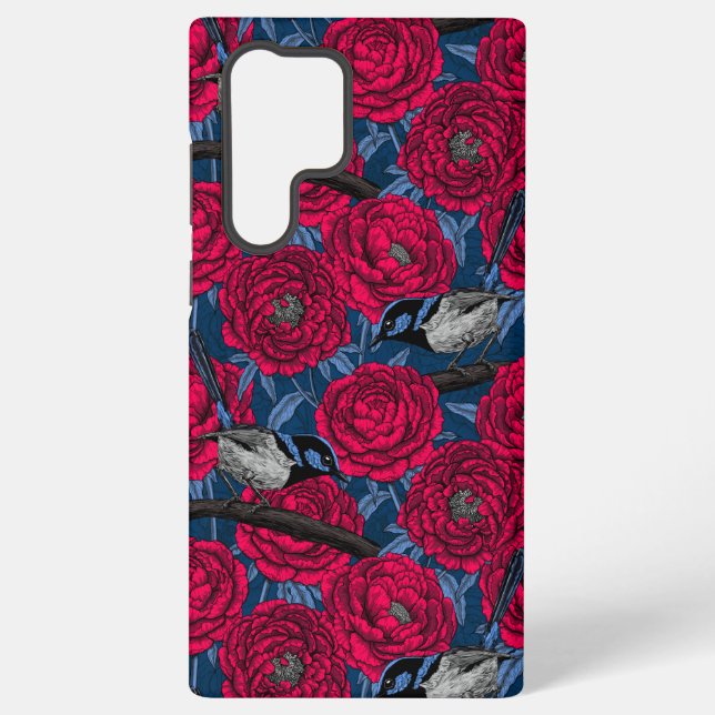 Wrens in the peonies samsung galaxy case (Back)