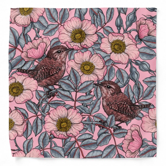 Wrens in the roses bandana (Front)