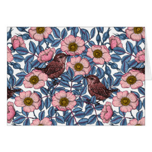 Wrens in the roses cards