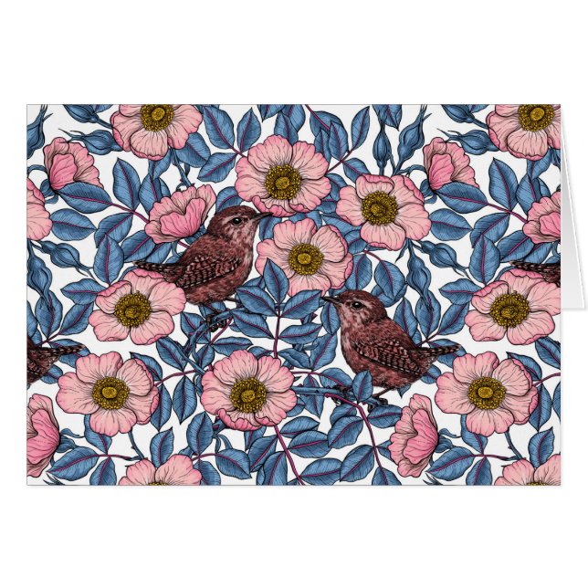 Wrens in the roses cards (Front Horizontal)