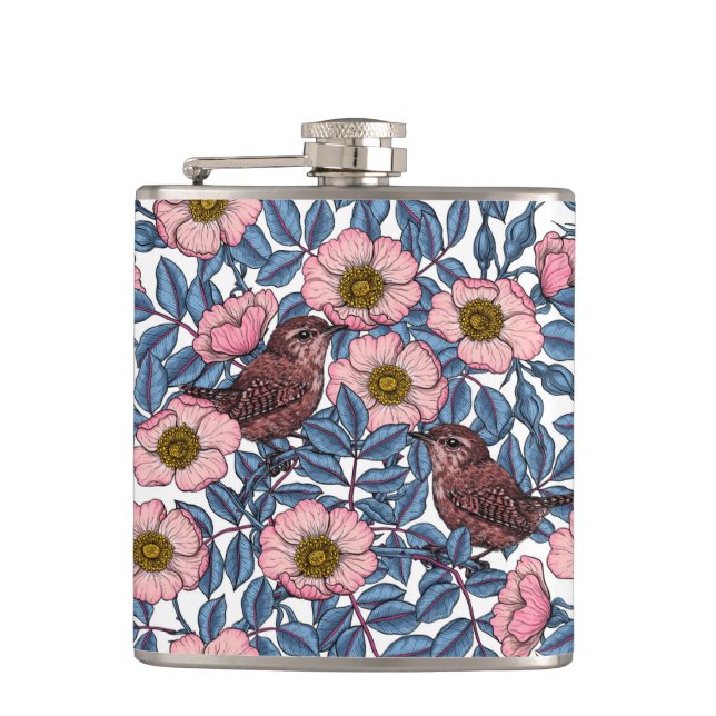 Wrens in the roses flask (Front)