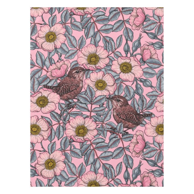Wrens in the roses tablecloth (Front)