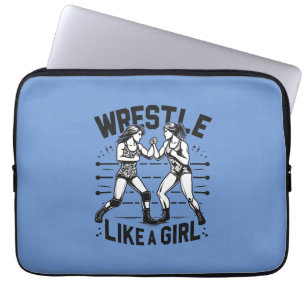 Wrestle Like A Girl,  Fighter Lady, Feminist Power Laptop Sleeve