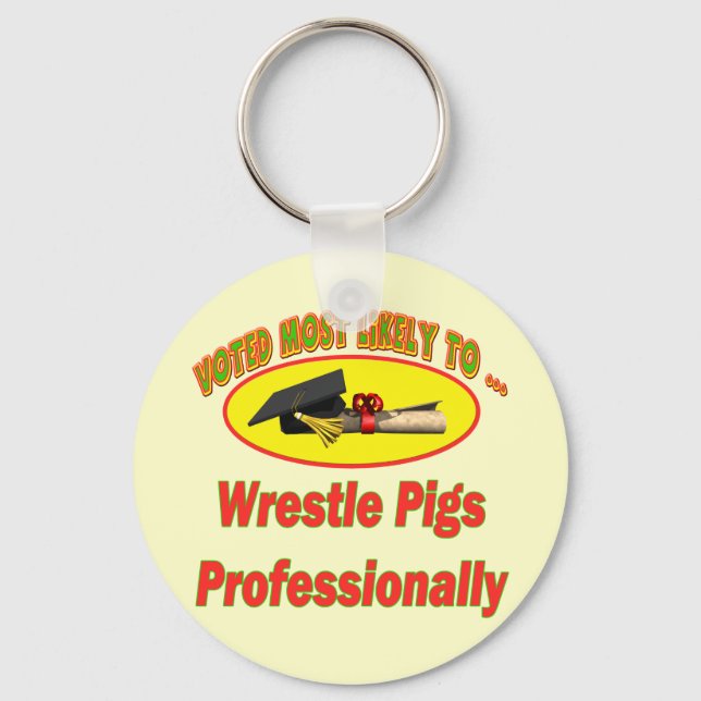 Wrestle Pigs Keychain (Front)