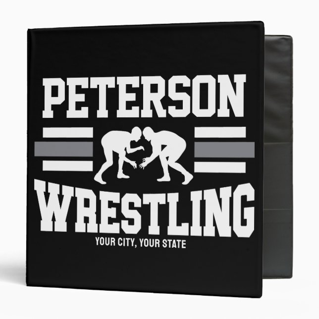 Wrestler ADD NAME School Athlete Wrestling Team 3 Ring Binder (Front/Inside)