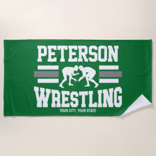 Wrestler ADD NAME School Athlete Wrestling Team Beach Towel