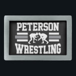 Wrestler ADD NAME School Athlete Wrestling Team  Belt Buckle<br><div class="desc">Wrestling ADD NAME School Champion Team Wrestler Sports Athlete design - Select 'EDIT' to change background color,  Customize with your Name or Custom Text!</div>