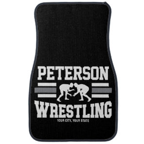 Wrestler ADD NAME School Athlete Wrestling Team  Car Floor Mat