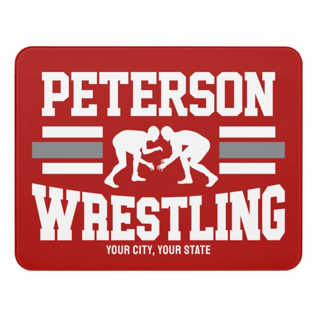 Wrestler ADD NAME School Athlete Wrestling Team  Door Sign (Contemporary Front)