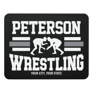 Wrestler ADD NAME School Athlete Wrestling Team Door Sign