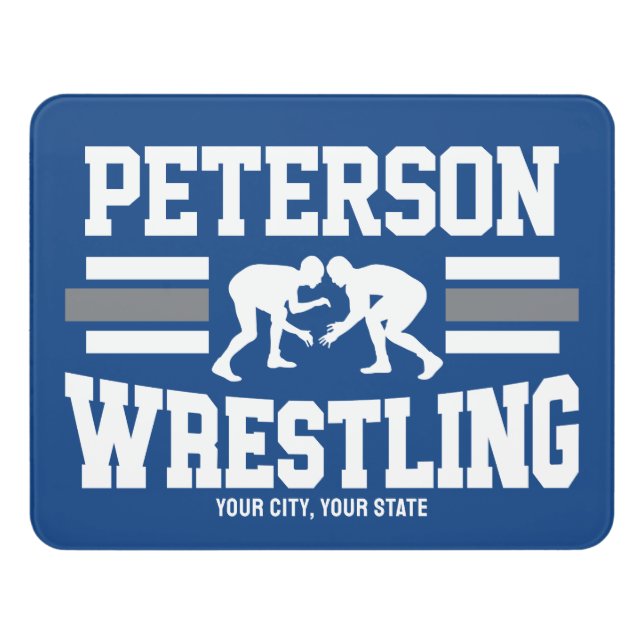Wrestler ADD NAME School Athlete Wrestling Team   Door Sign (Contemporary Front)