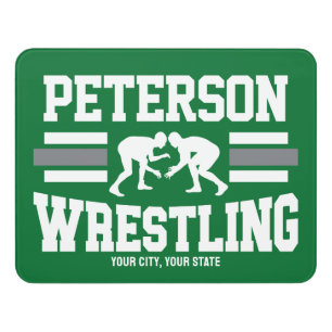 Wrestler ADD NAME School Athlete Wrestling Team Door Sign