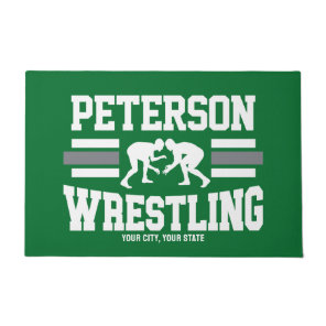 Wrestler ADD NAME School Athlete Wrestling Team   Doormat
