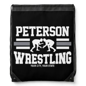 Wrestler ADD NAME School Athlete Wrestling Team Drawstring Bag